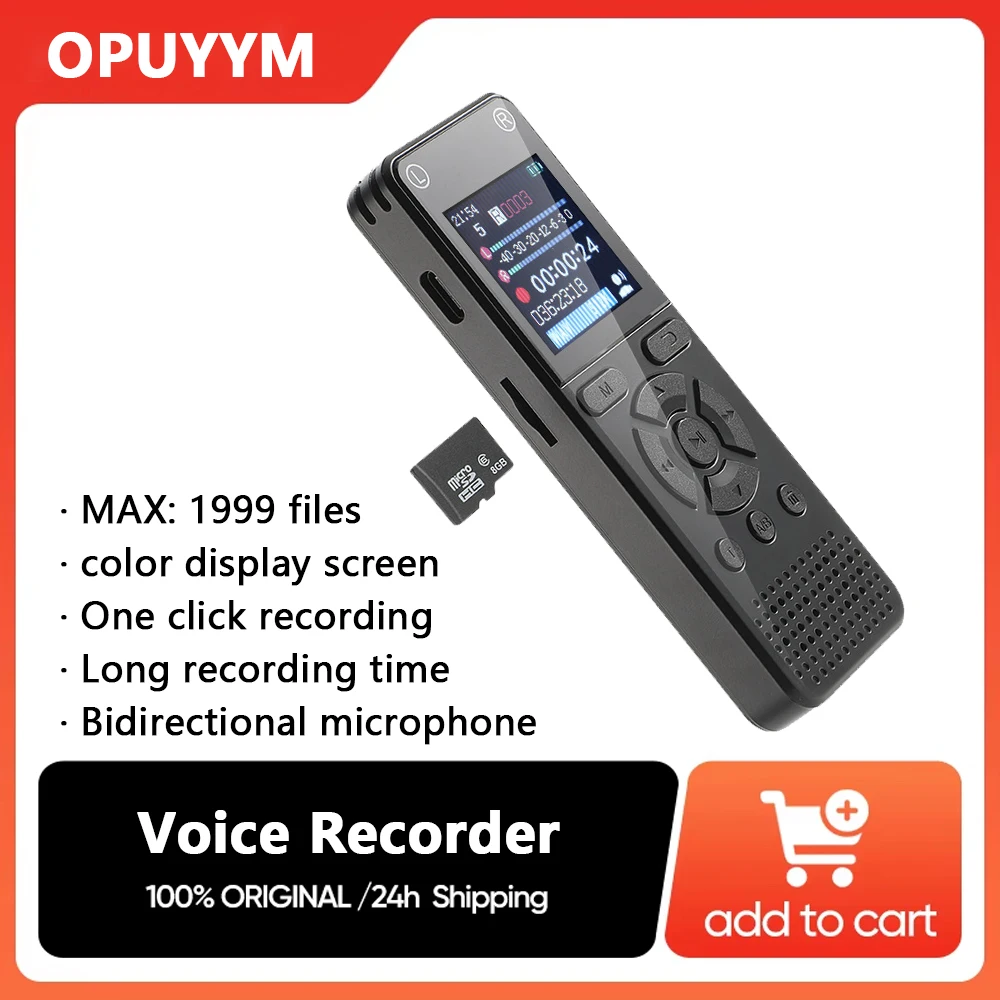 

Large screen C-type rechargeable dicta long time recording voice audio recorder Activated with Noise Reduction External TF card