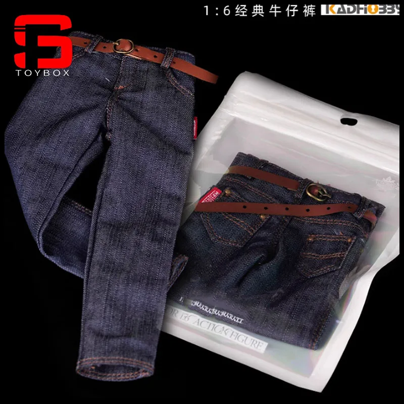 1/6 skala męskie klasyczne dżinsy spodnie dżinsowe spodnie ubrania Model fit 12 Cal żołnierz muskularna figurka lalki ciała