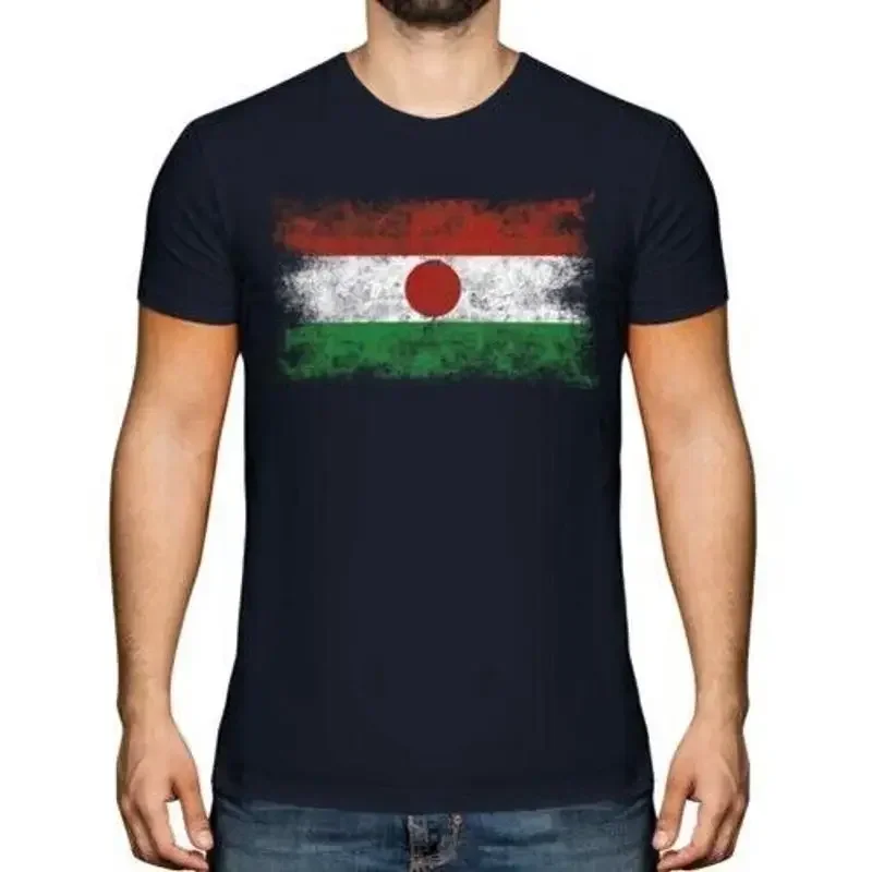 Niger Distressed Flagge Herren T - Shirt Top Nigrische Fußball Jersey Geschenk