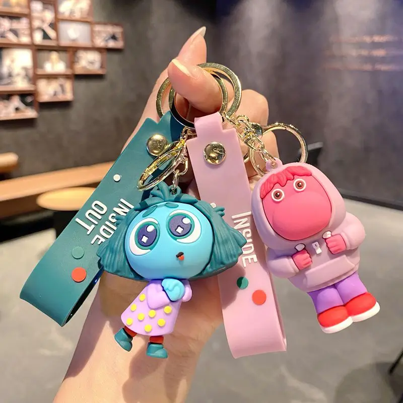 

New Inside Out Keychain Cartoon Animation Anxiety Sadness Anger Envy Disgust Inside2 Car Keychain Backpack Pendant Small Gift