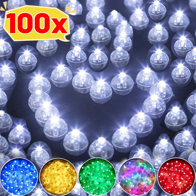 100/10Pcs Mini LED Balloon Light Colorful Flashing Luminous Tumbler Ball Lamp Lantern Light Christmas Wedding Party Decorations