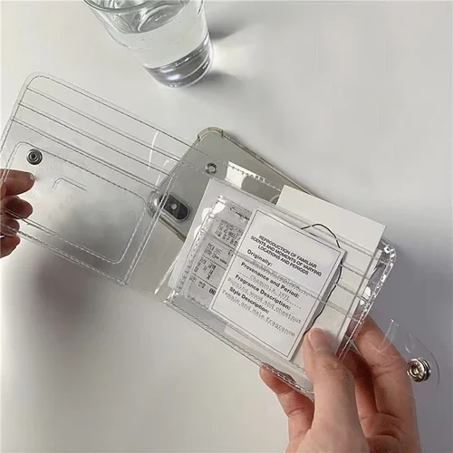 Monedero transparente de PVC impermeable para tarjetas de crédito, Mini tarjetero para tarjetas de identificación de negocios, bolsa para regalo de moda para niñas