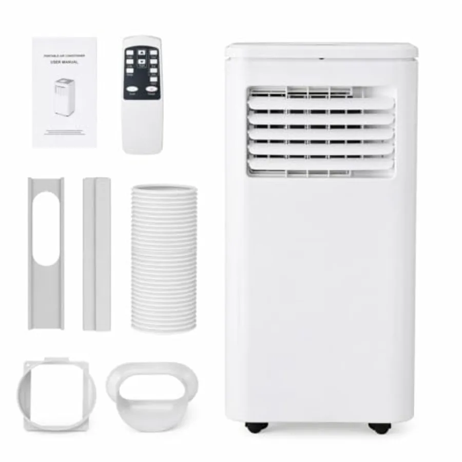 

Portable AC unit for bedroom: 10, 000 BTU, 4-in-1 modes cool/fan/dehumidify/sleep,covers up to 450 sq.ft., white plastic housin