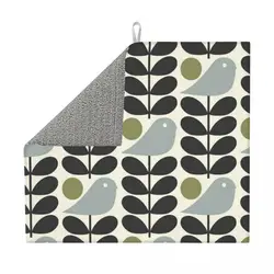 Custom Bird Orla Kiely Abstract Design Dish Drying Pad Custom Absorbent Scandinavian Microfiber Quick Dry Drainer Mats