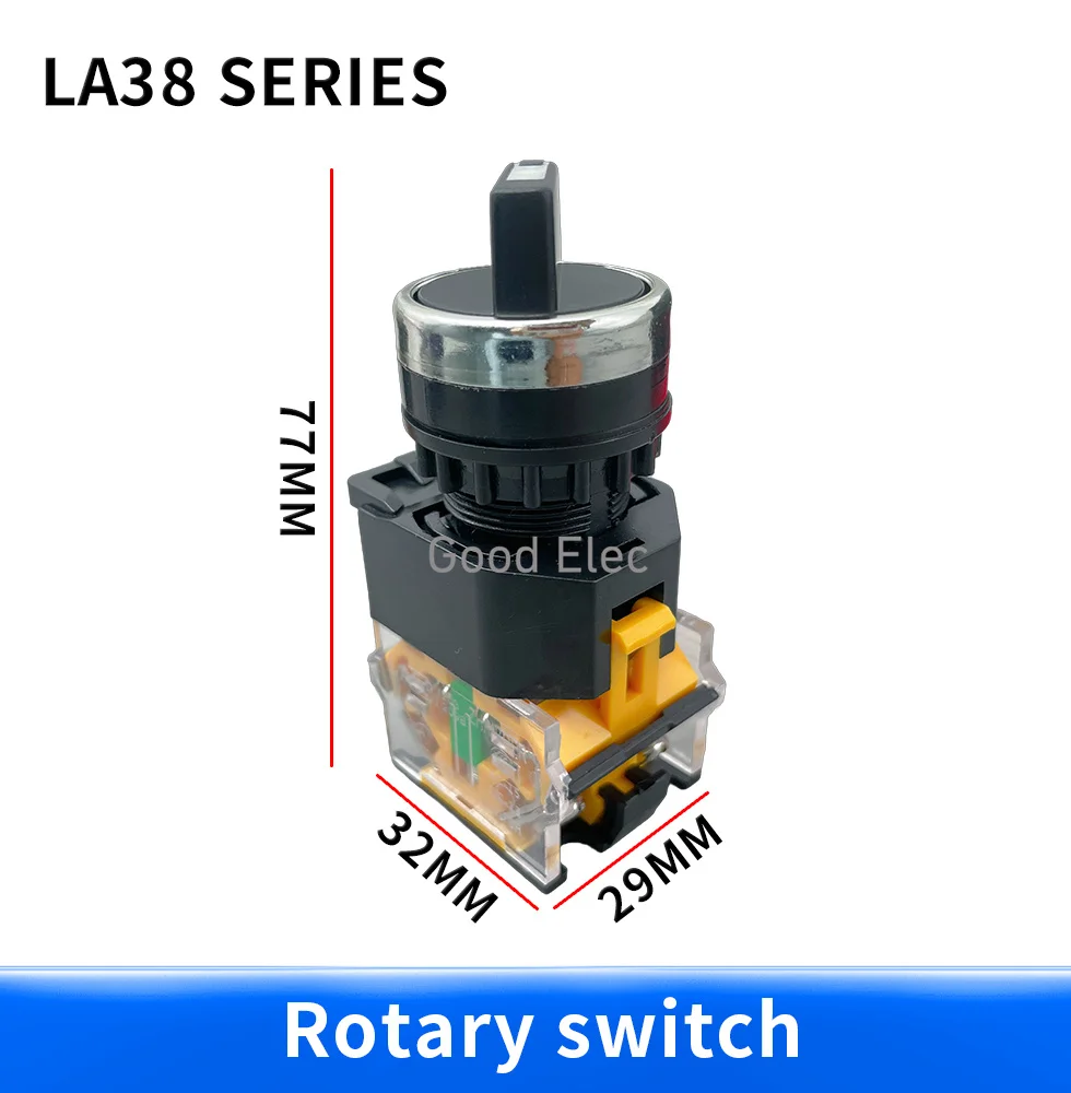 LA38-11X/2 LA38-20X/3 22mm rotary knob selector rotary lock short handle switch 2 3-position 1NO1NC 2NO,short handle lock butto