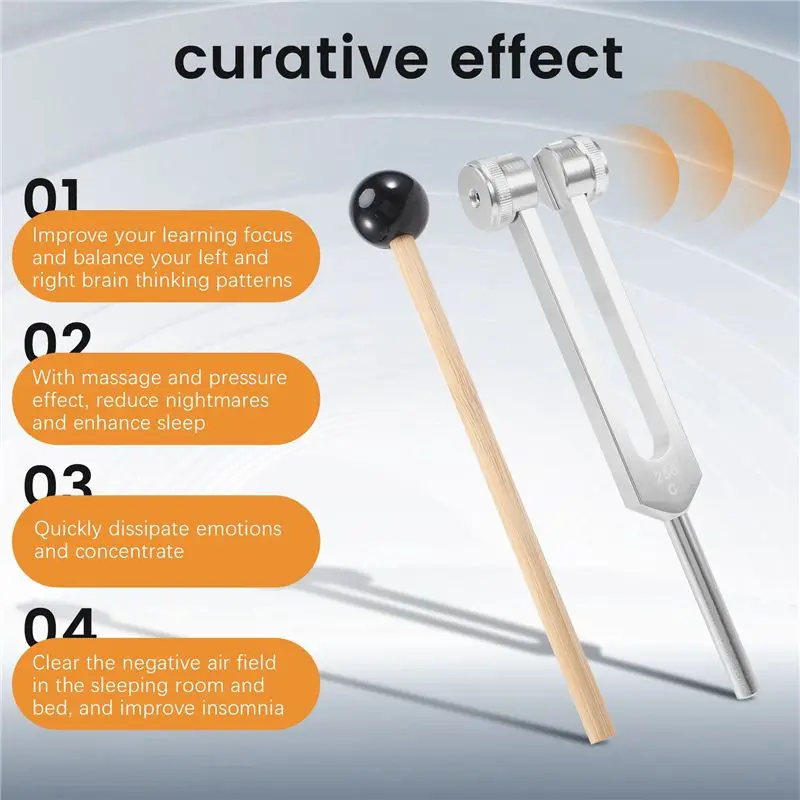 A89E-256Hz 256C Aluminum Alloy Tuning Fork With Hammers For Nervous System Testing Sound Healing Therapy Health Care