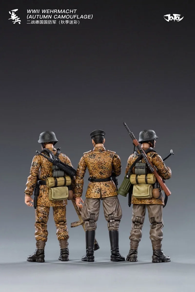 JOYTOY 1/18 3.75 Action Figure (3 PÇS/SET) Segunda Guerra Mundial Alemanha Wehrmacht Outono Camuflagem Anime Coleção Modelo Militar