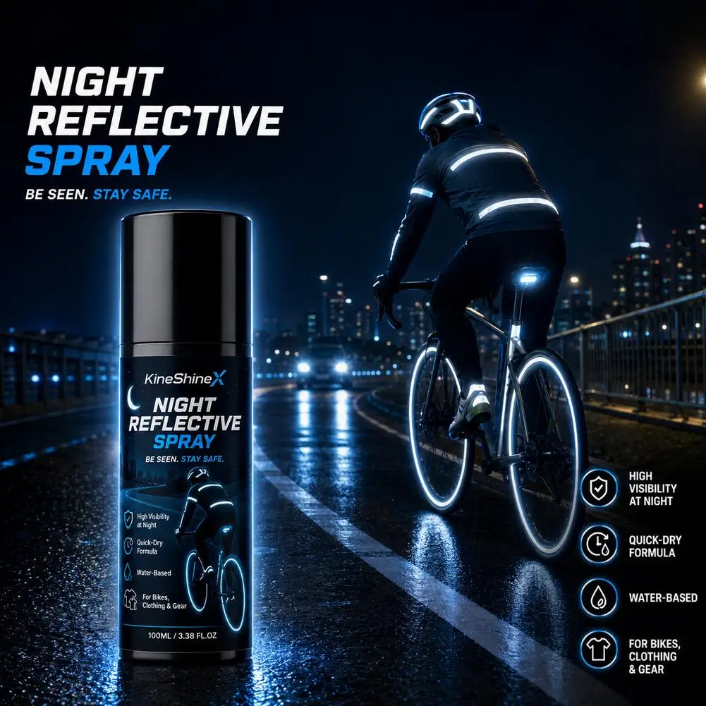 Night Reflective Spray Water-Based for Cyclists & Joggers Luminous Warning Sign Eco Fluorescent Night Safety Reflective Coating