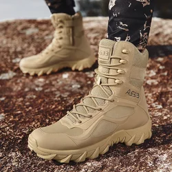 Classic Men's Ankle Boots 2025 Men's Desert Black Combat Boots Outdoor Waterproof New Men's Hiking Boots, Work Thick Soled Shoes