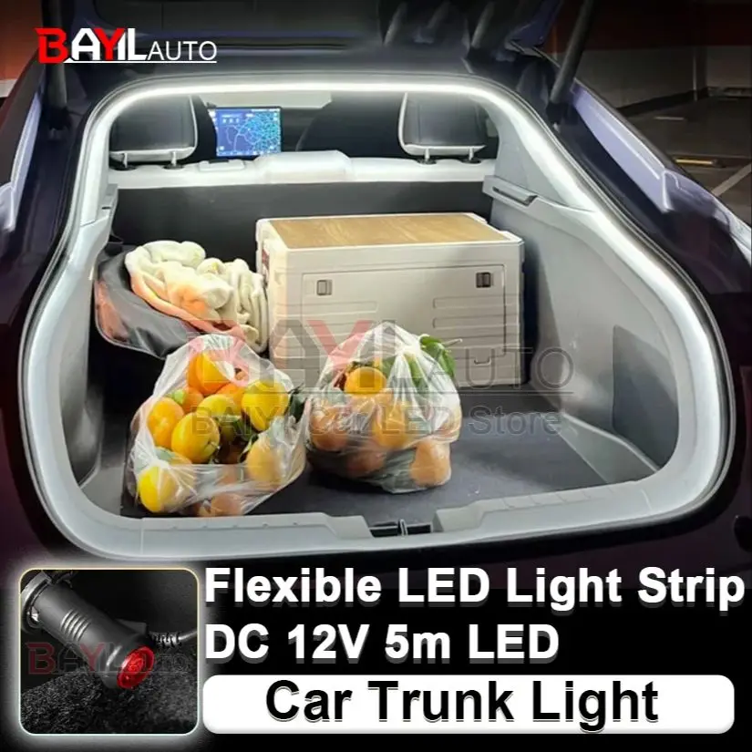 

Свет багажника автомобиля, модифицированное окружающее освещение, 12 В, 5 м, гибкая светодиодная лента, атмосферный светильник, водонепроницаемая декоративная лампа, автомобильные аксессуары