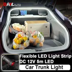 Car Trunk Light Modified Ambient Lighting 12V 5M Flexible LED Strip Atmosphere Light Waterproof Decorative Lamp Car Accessories
