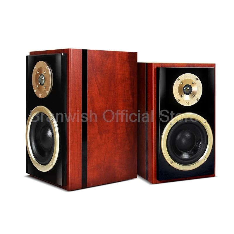 6.5 Inch 100W 4ohm Bookshelf Speaker HiFi Stereo Surround  Retro Wooden Subwoofer Home Theater Sound Box for Computer/Amplifier