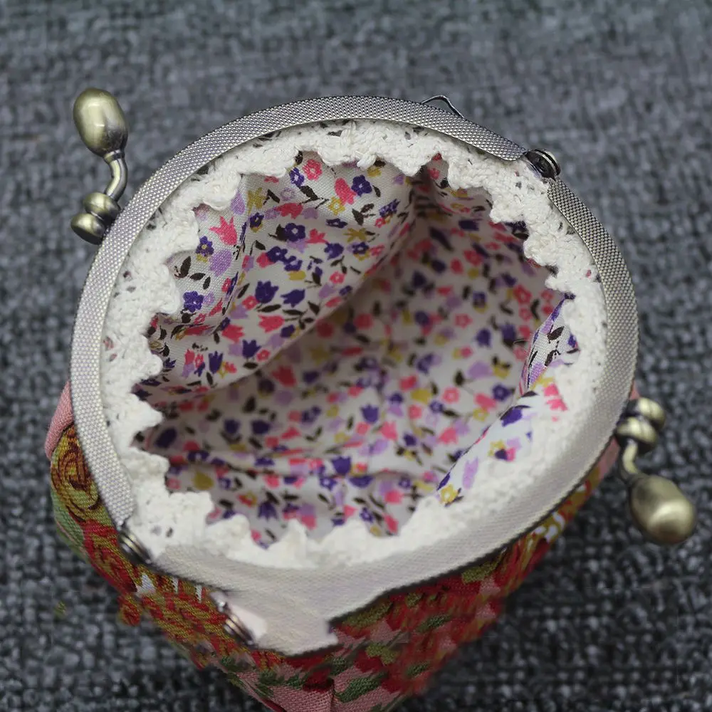 محفظة ABQR، حقيبة يد صغيرة للعملات المعدنية على شكل زهرة عتيقة للسيدات (أحمر وردي)