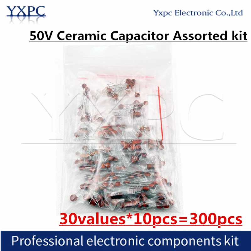 

30value*10pcs=300pcs 50V Ceramic Capacitor Assorted Kit 2pf 3pf 5pf 10pf 15p 22pf 30pf 153 223 473 104 Assortment Set