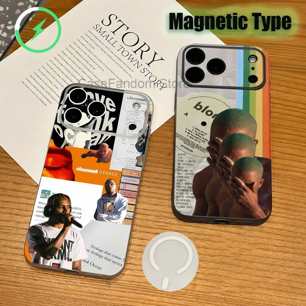 

F-Frank Channel Orange OceanS Magnetic Wireless Charging Transparent White Phone Case For iPhone 17,16,15,14,13,12,Pro,Max,Plus