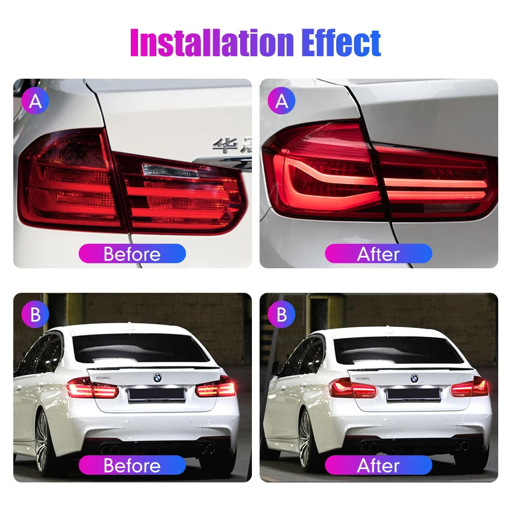 Pair LED Tail Lights For BMW F35 F30 318i 318Li 320i 3 series 2013-18  Sequential Flowing Turning Signal Taillight Assembly