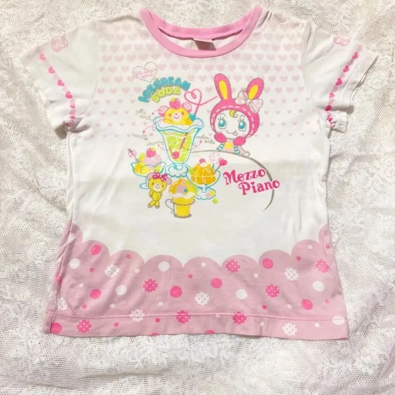 النمط الياباني الكرتون طباعة بلايز المرأة الصيف جديد المرقعة الجنية لطيف الإناث بلايز Harajuku Y2k الجمالية الجرونج عادية تيز