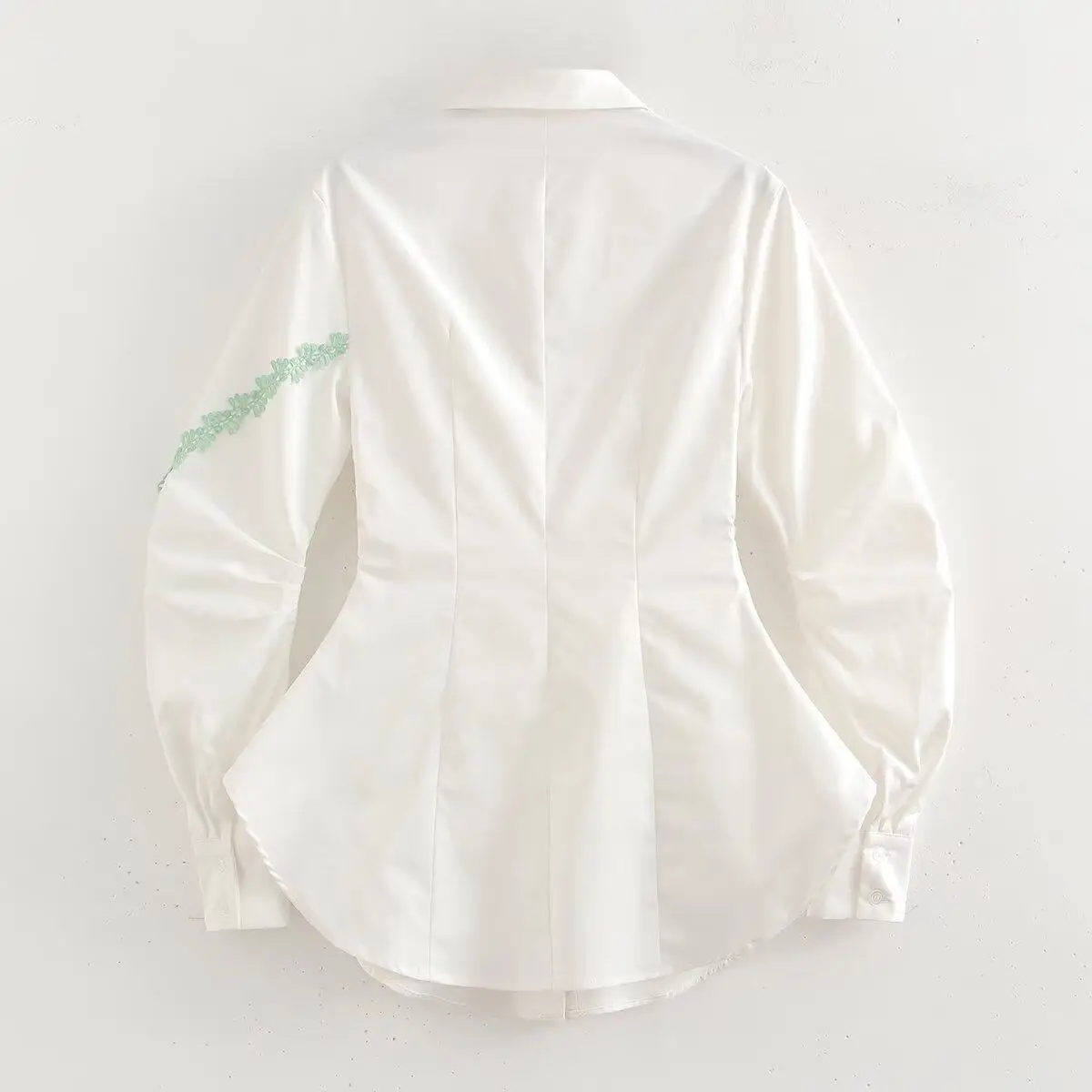 Stereoscopic Flower Waist-cinching Shirt for Women 2026 Spring New American Style Long Sleeve Coats Lapel Fashion Simple Tops