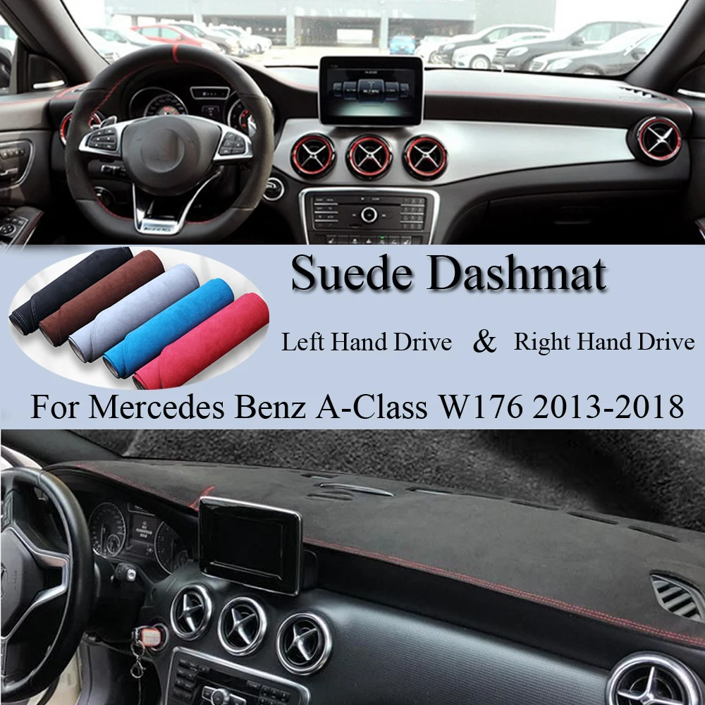 

Замшевый коврик для приборной панели Mercedes Benz A-Class W176 2013-2018 A160 A180 A200 A45, аксессуары для приборной панели