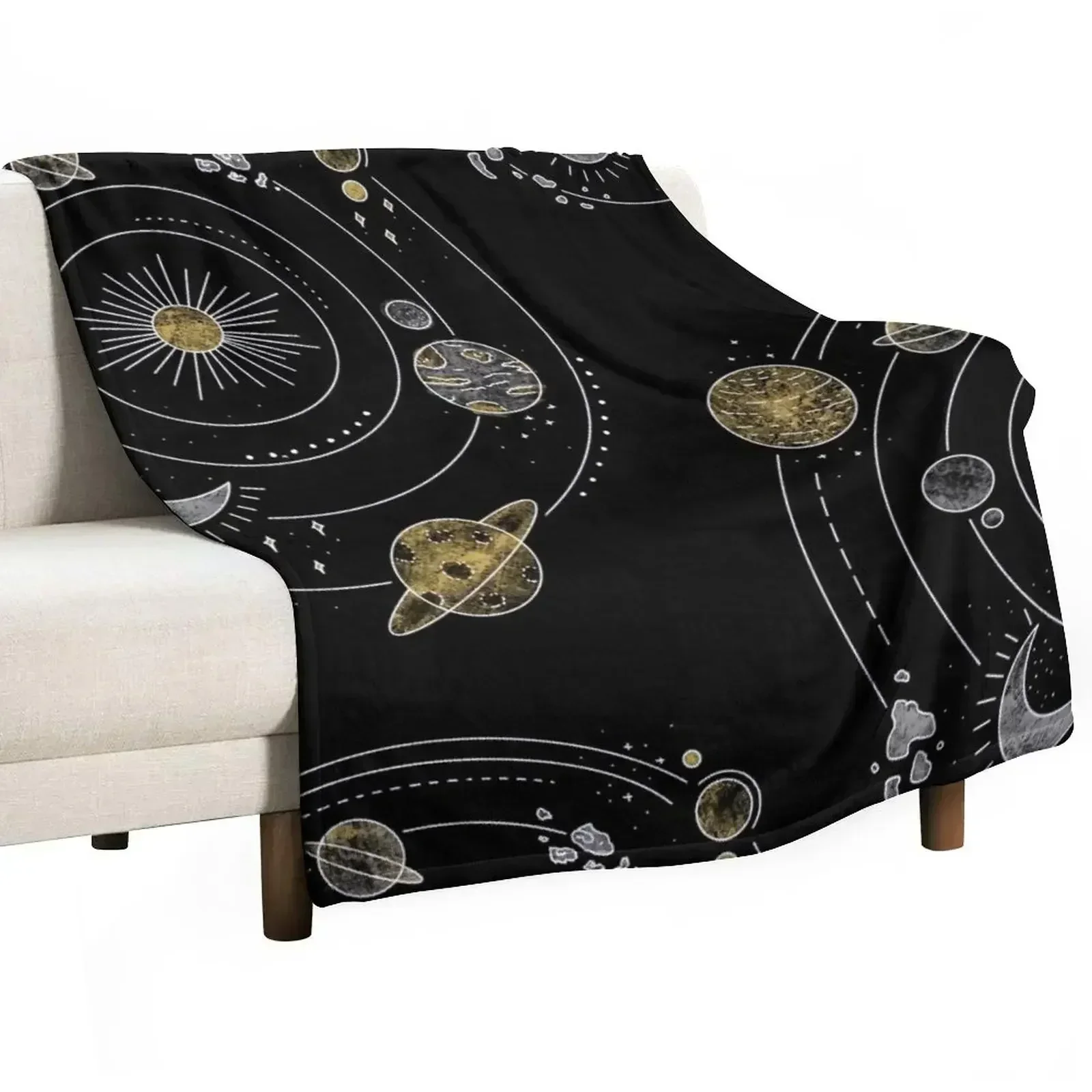 stars, planets, sun, moon Throw Blanket Wrinkle Resistant Lightweight Blanket