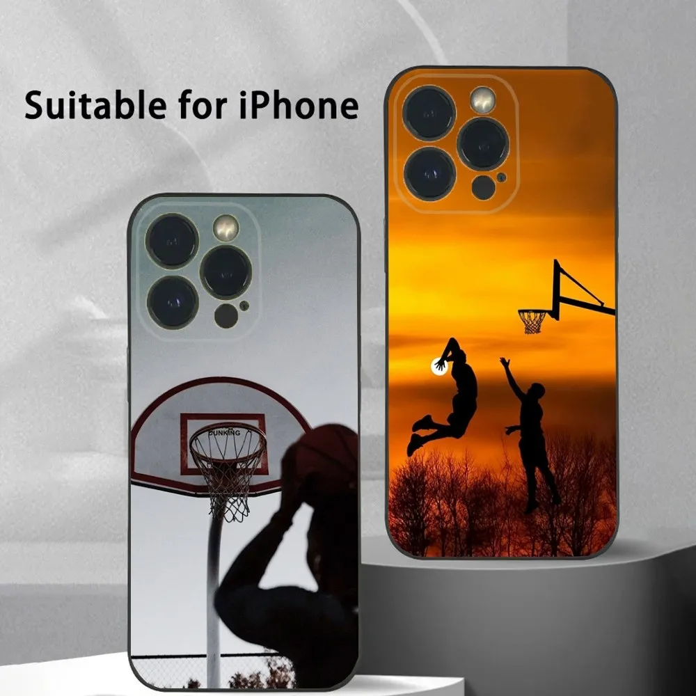 

Basketball Basket Dunk Phone Case For iPhone 16 15 14 13 12 11 Plus,Pro Max,XS,X,XR,SE,Mini,8,7 Soft Silicone Black Cover