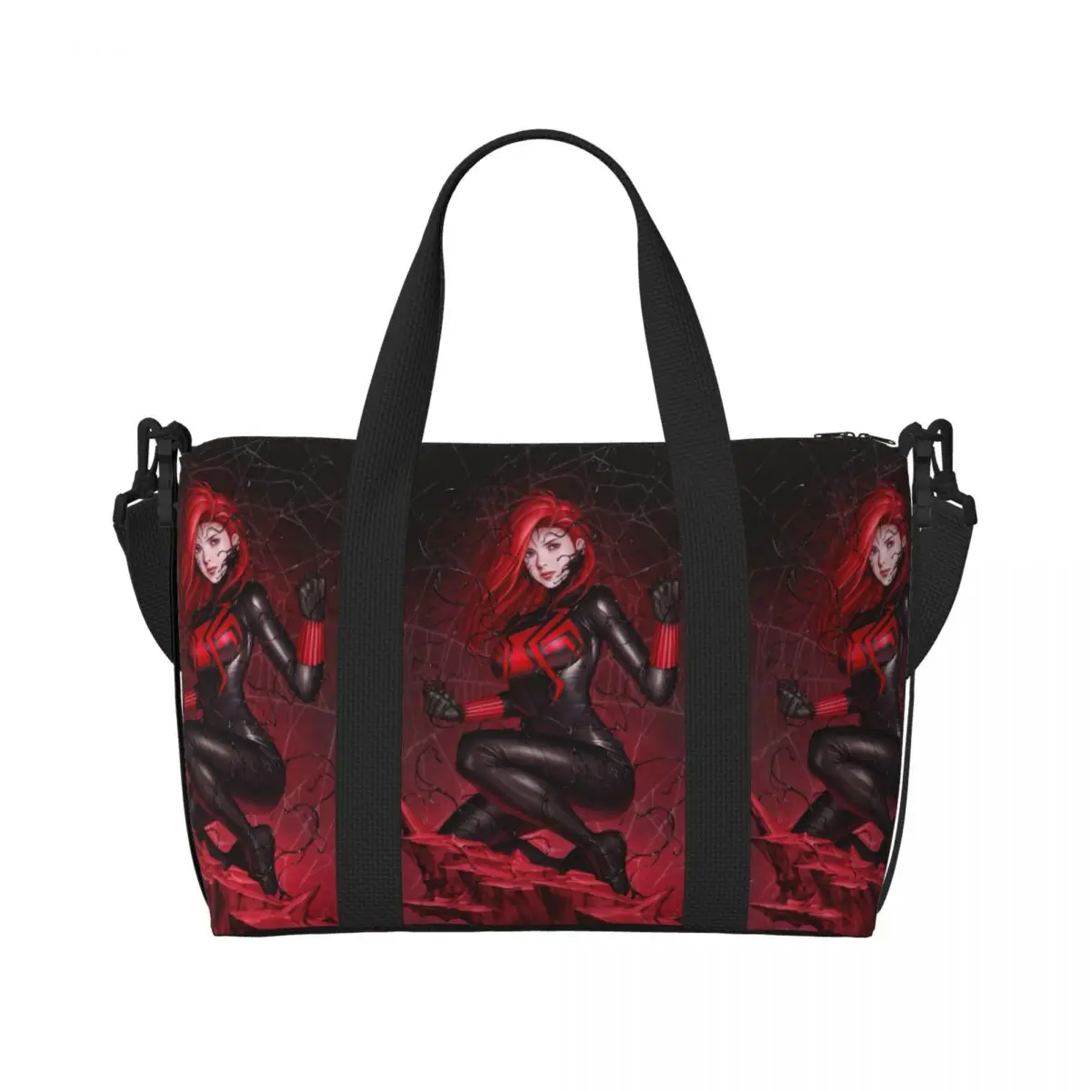 

Custom Black Widow Tote Bag Women Large Capacity Beach Gym Shoulder Travel Bag