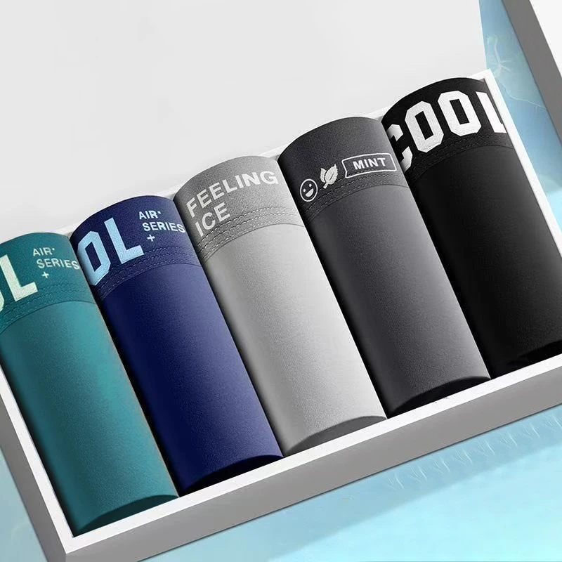 

1/5Pcs Men's Panties Thin Underwear Quick Drying Breathable Shorts Ice Silk Boxer Underpants Fashion New Men Boxer Plus Size 6xl