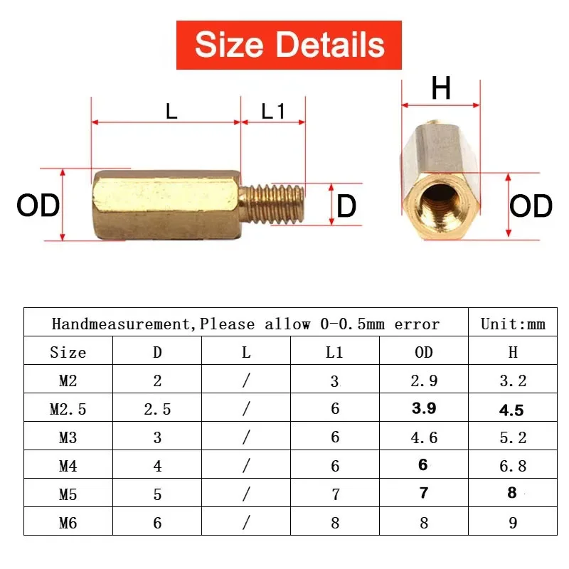 Hex Brass Spacing Screws M2 M2.5 M3 M4 M5 M6 Male Female Standoff PCB Computer PC Motherboard Standoff Spacer Threaded Pillar
