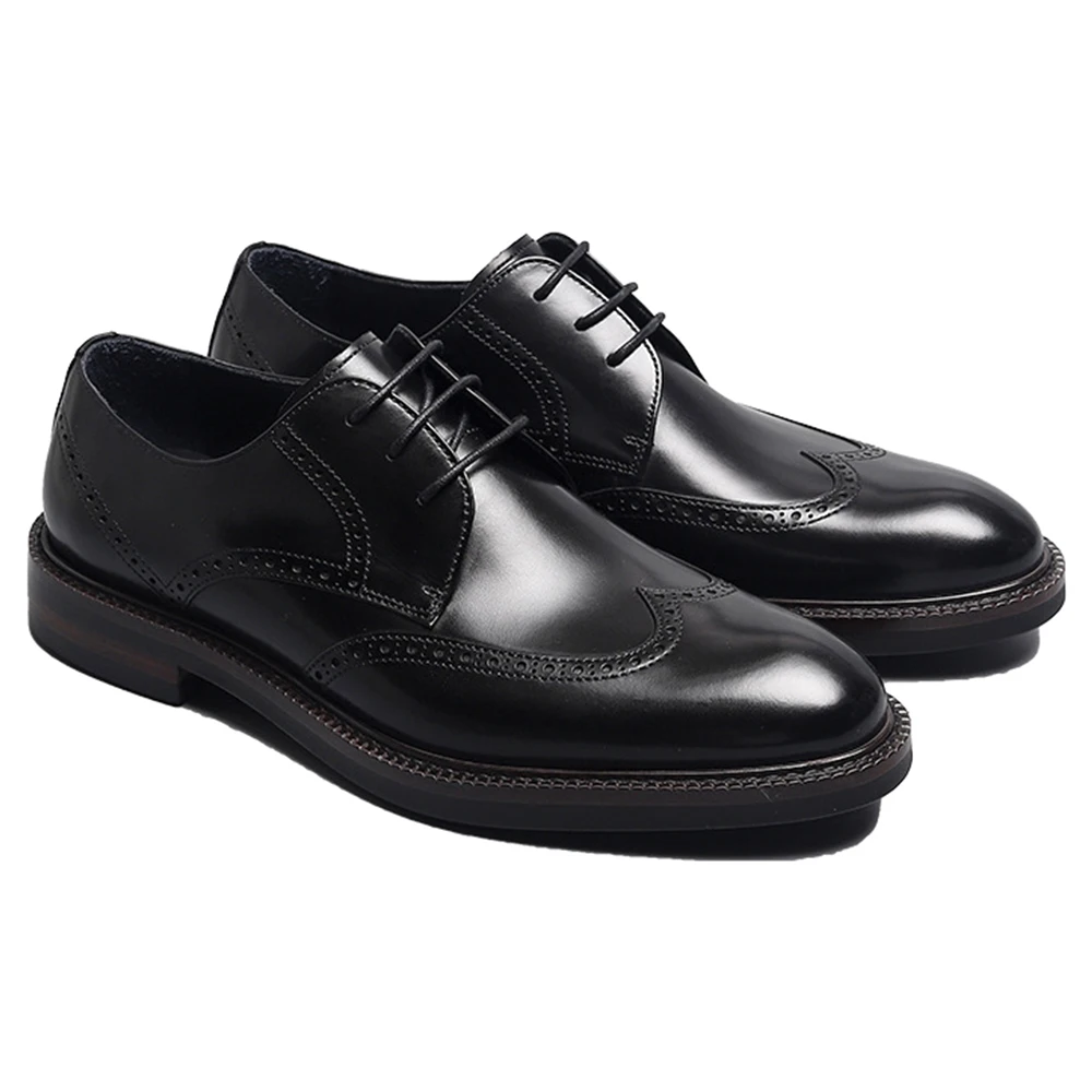 

2026 Trendy Full Grain Leather Derby Shoes for Men High Quality Breathable Wear Resistant Handmade Office Dress Shoes