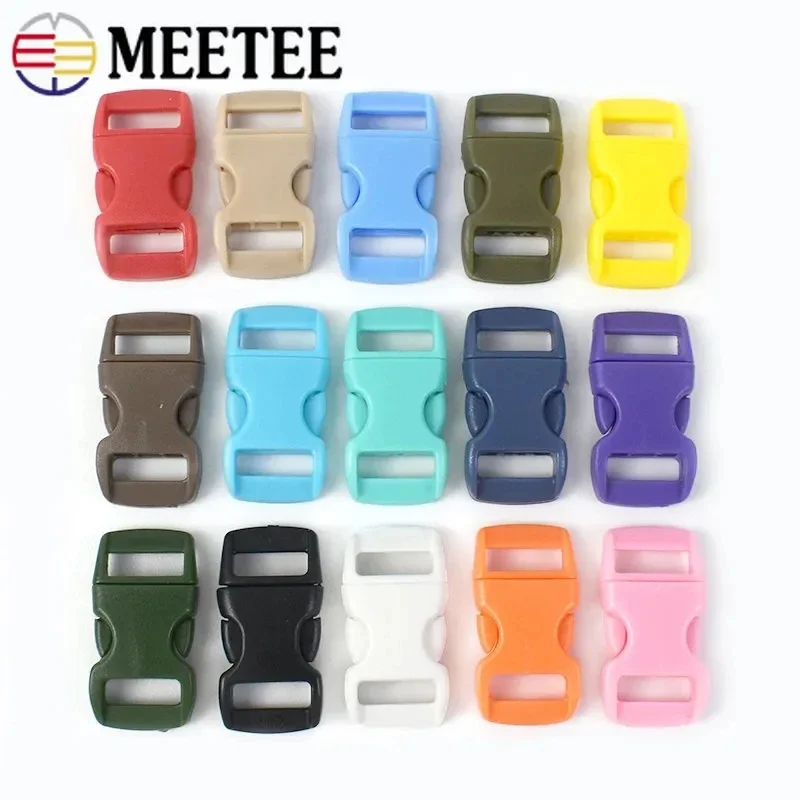 10/20Pcs Meetee 10/15mm Colorful Plastic Side Release Buckles Backpack Clip Clasp Bag Strap Dog Collar Adjust Buckle Accessories