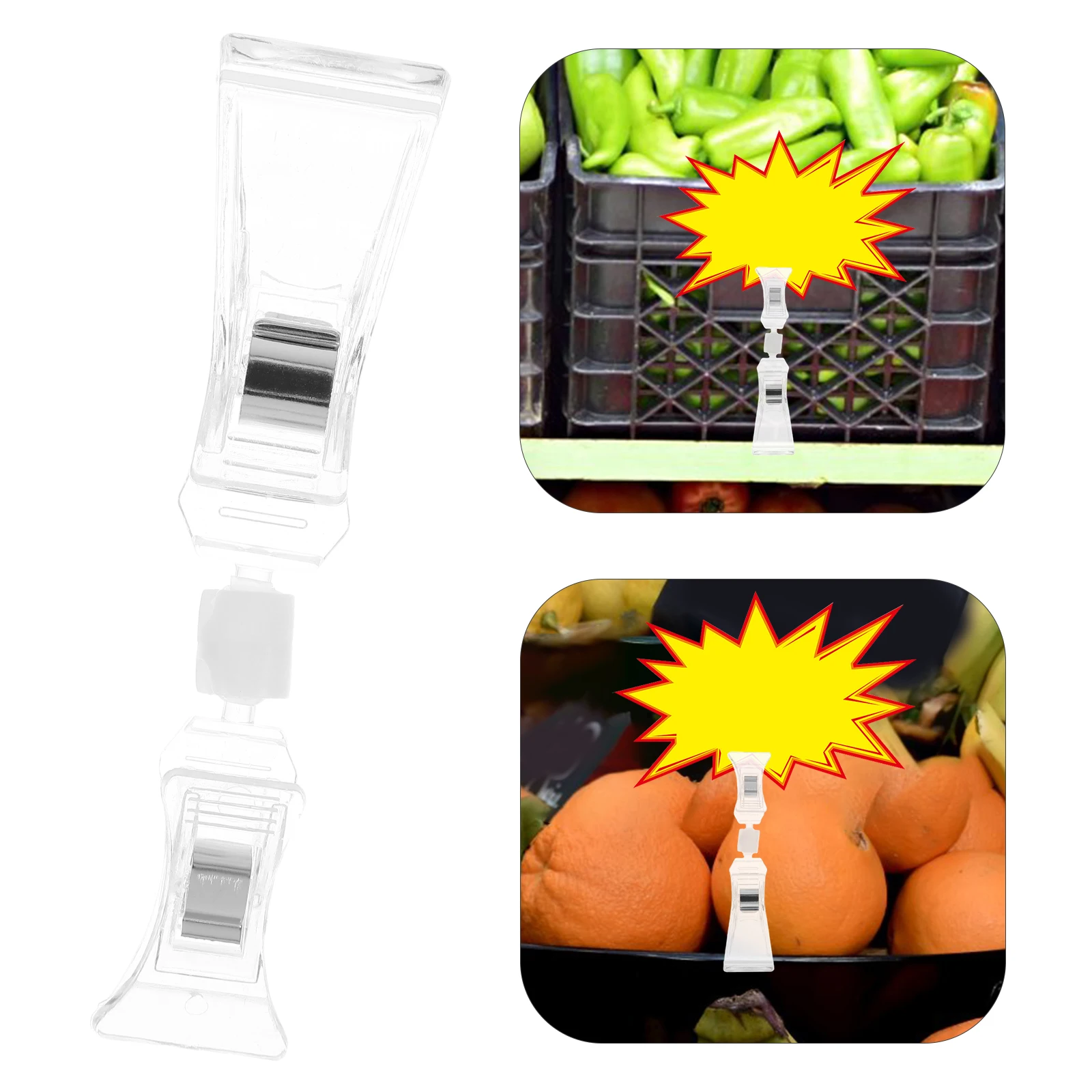

10 Pcs Shelves Universal Clip Clear Clips Sign Double Clothing Rack Holder Transparent Bin Signs for Retail Work