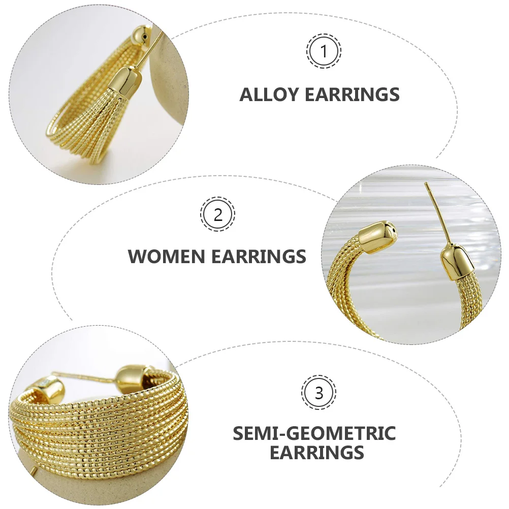 

2 Pairs Round Earrings Decoration Semi-geometric Alloy Stylish Jewelry Women Earbobs Accessories for Miss