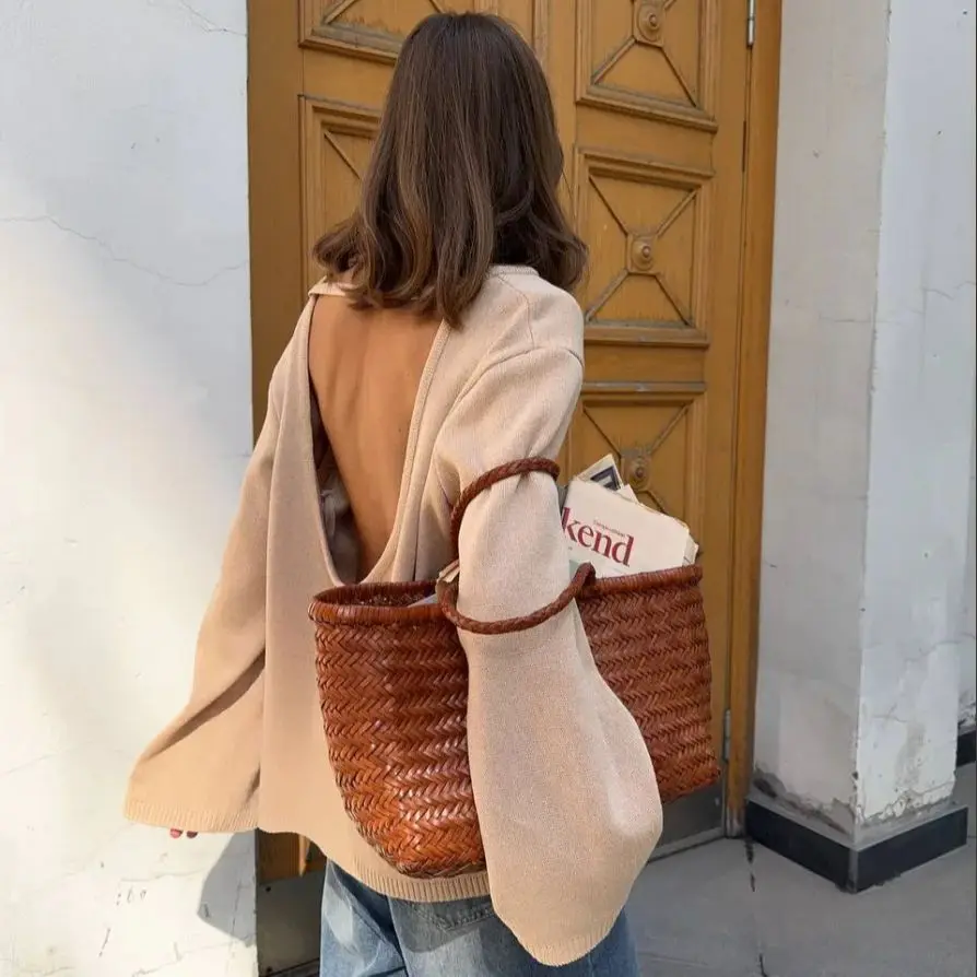 

Casual Knitted Back V Neck Sweater Fall Winter Fashion Button Warm Commuter Jumper Elegant Solid Loose Long Sleeve Pullover