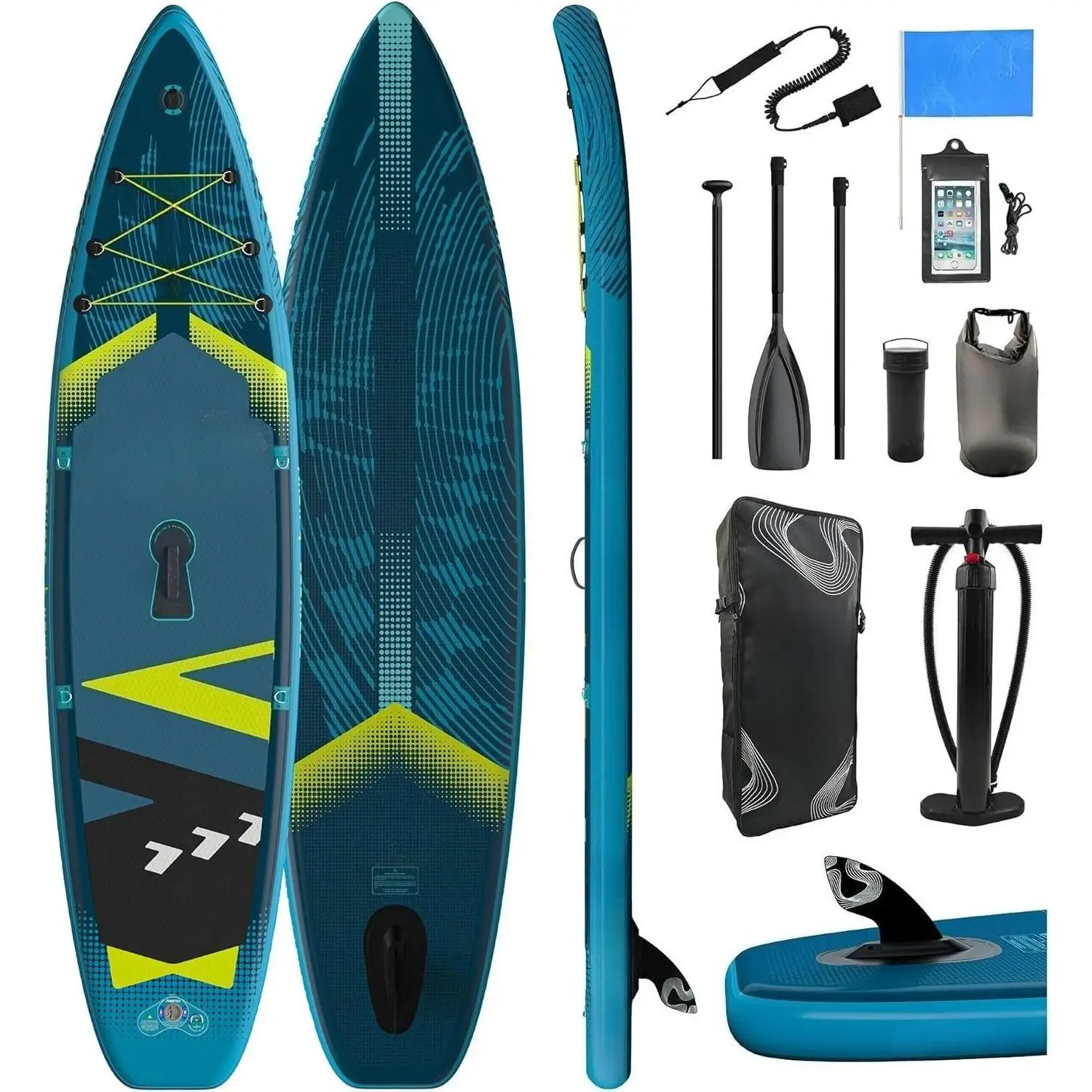 Tabla de remo inflable de pie de plomo de 11' x 33" / 12' × 35" - Kit de tabla de SUP premium - Tabla de remo ultraestable para adultos y jóvenes