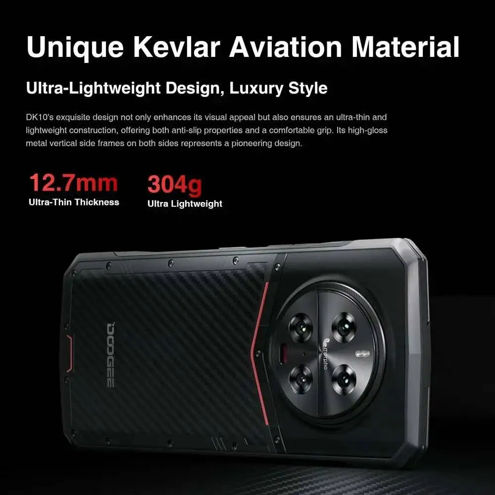 Versione globale Nuovo Blackcro DOOGEE DK 10 Telefono rosso 5G 6.67 "120Hz 2.5K Display AMOLED 12GB + 512GB Morpho Quad Camera 120W