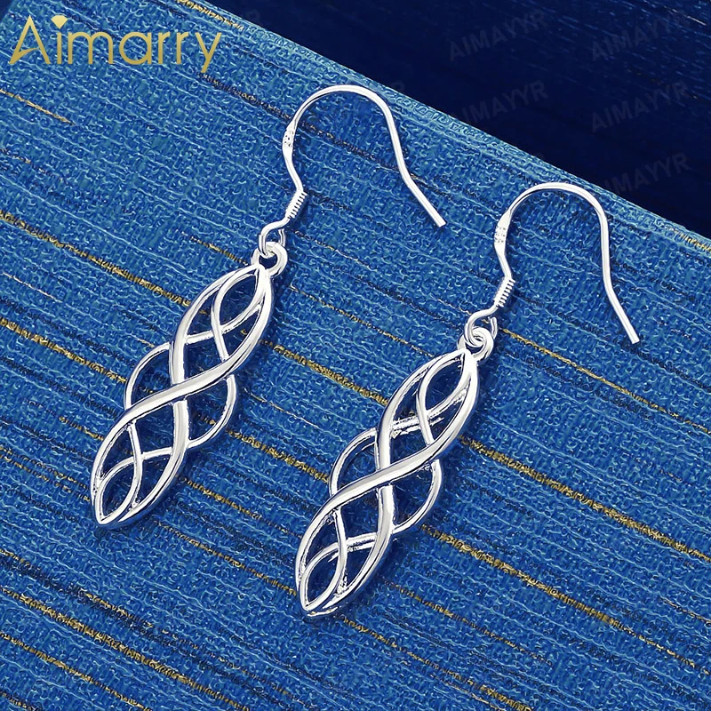 925 Sterling Silver Simple Retro Woven Pattern Earrings for Women's Parties Banquets Weddings High-quality Fashion Jewelry
