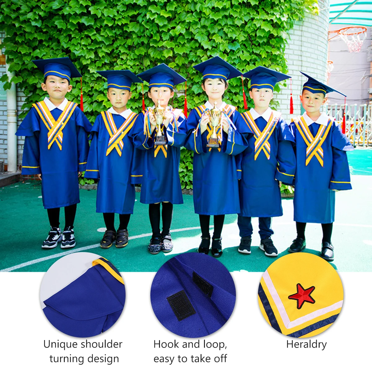 

2 Pcs 's Graduation Gown Student Costume and Tassel Hat Dress Outfit Attire