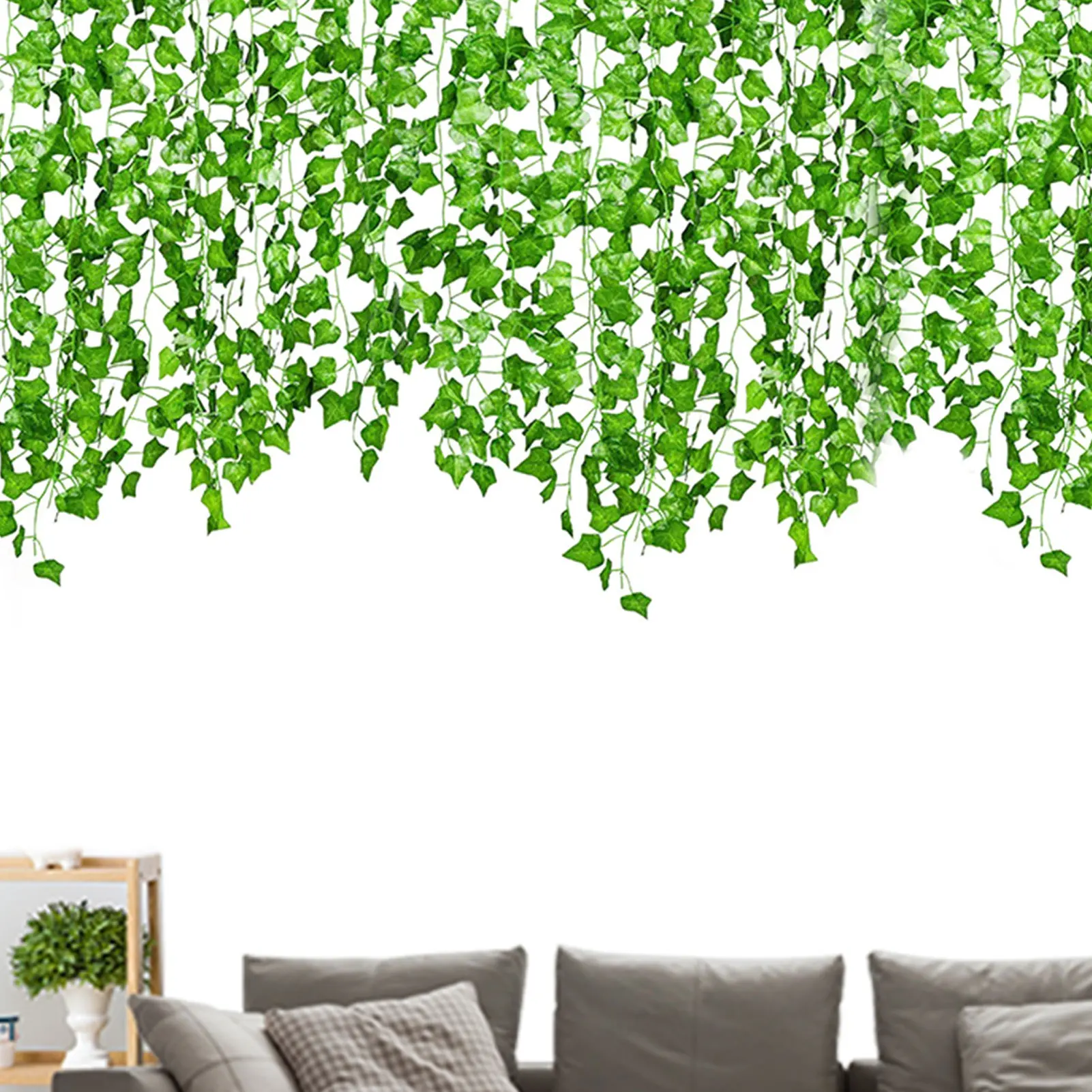 12 Pack 2.2M Fake Ivy Leaves Ivy Garland Green Leaves Fake Plants Artificial Ivy Leaf Garland Plants Vine Green Decor For