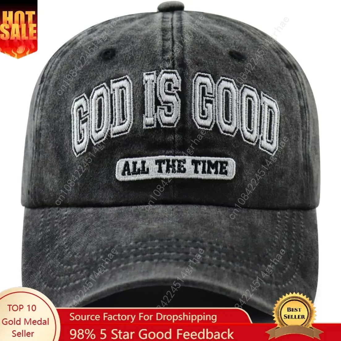 

God is Good All The Time Hat for Men Women, Funny Adjustable Cotton Embroidered Jesus Christian Faith Baseball Cap
