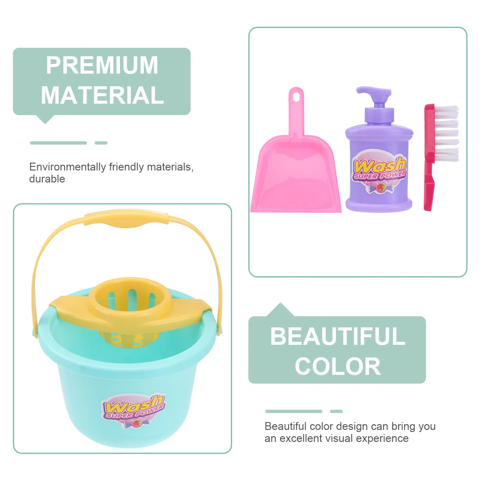 

7 pcs Cleaning Floor Mopping For Kids Pretend Play Broom Dustpan Tool Set Children'S Housework Simulation Lightweight Colorful