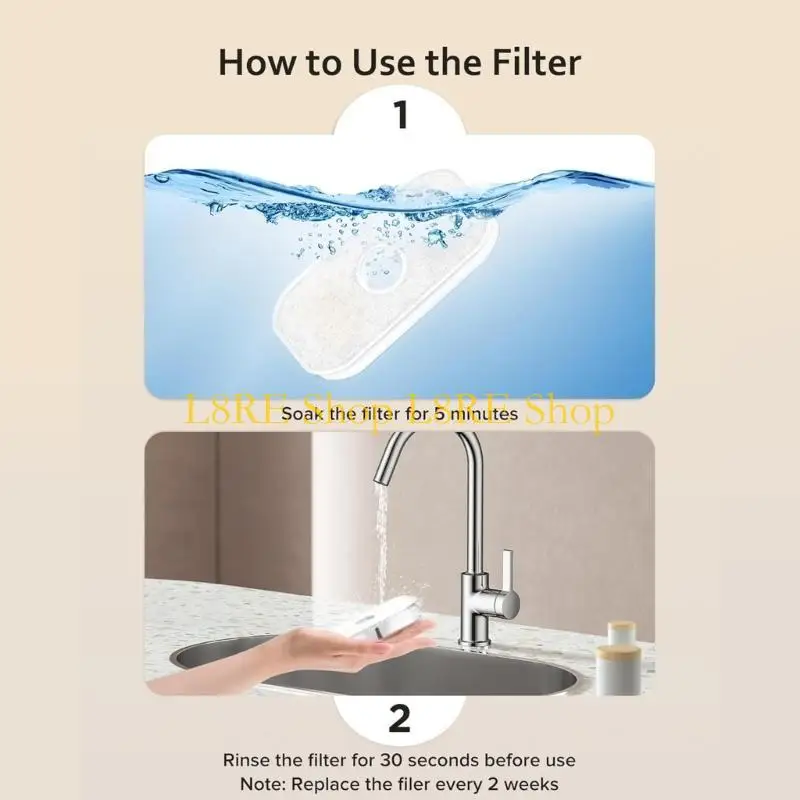 L8RE Легко заменить фильтры и губки для досаживателей для домашних животных.