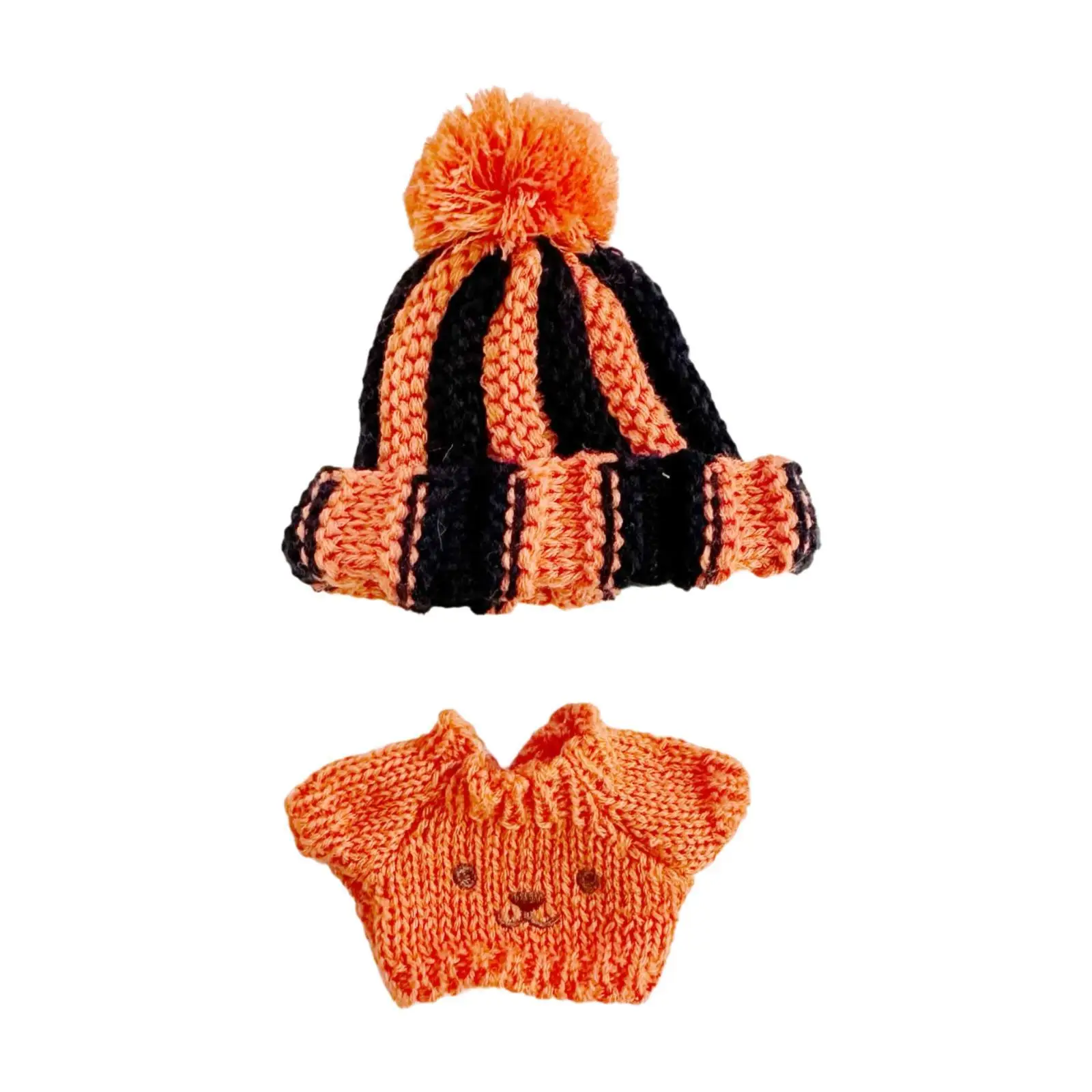 2Pcs Doll Sweater and Hat Doll Clothes Set Girl Doll Outfits Doll Daily Clothing Mini for 15/17cm Pendant Doll Party Toy Kids