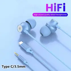 Universal 3.5mm In-Ear Earphones Type-C Wired Headphones Super Bass Sport Headset with Micphone