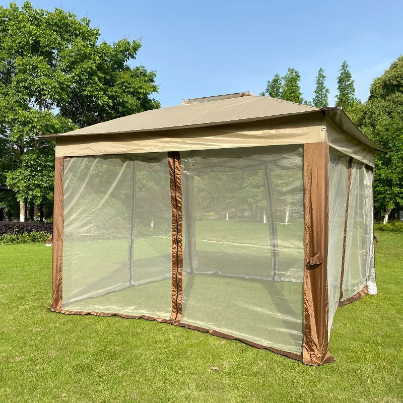 Outdoor 11x 11Ft Pop Up Gazebo Canopy With Removable Zipper Netting,2-Tier Soft Top Event Tent,Suitable For Patio Backyard Garde