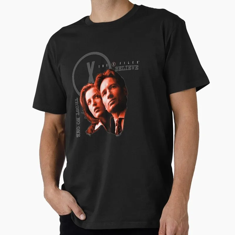 Believe Trust No One Vintage Sci fi tv series The X Files Gift t shirt 1104 Retro Alien movie Graphic clothes All size top S-6XL