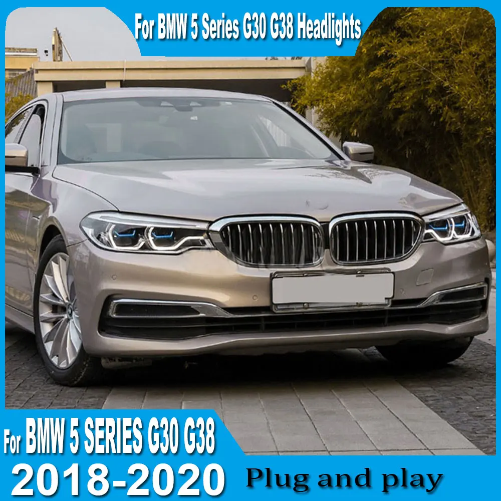 

Пара автомобильных фар в сборе для BMW 5 G30 G38 2018 2019 2020 желто-белые DRL автоматические противотуманные фары DRL тормозной указатель поворота