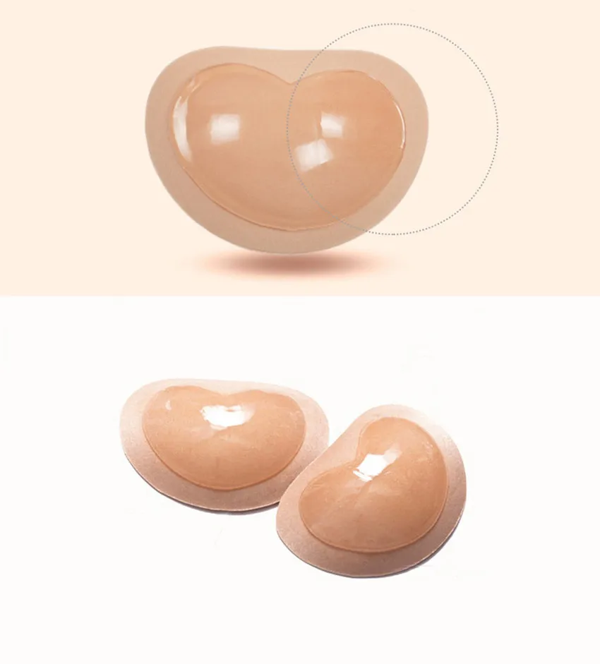 1Pair Adhesive Breast Enhancer Bikini For Women Bra Swimsuit Invisible Heart Padding Magic Bra Insert Pads Push Up Silicone Bra