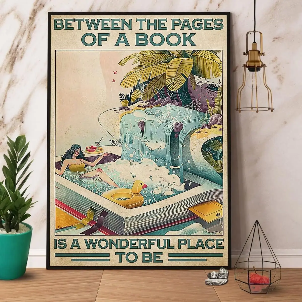 Nichpedr Vintage Aluminum Sign Metal Poster Plaque Between The Pages Of A Book Is A Wonderful Place Metal Sign Retro Wall D sign