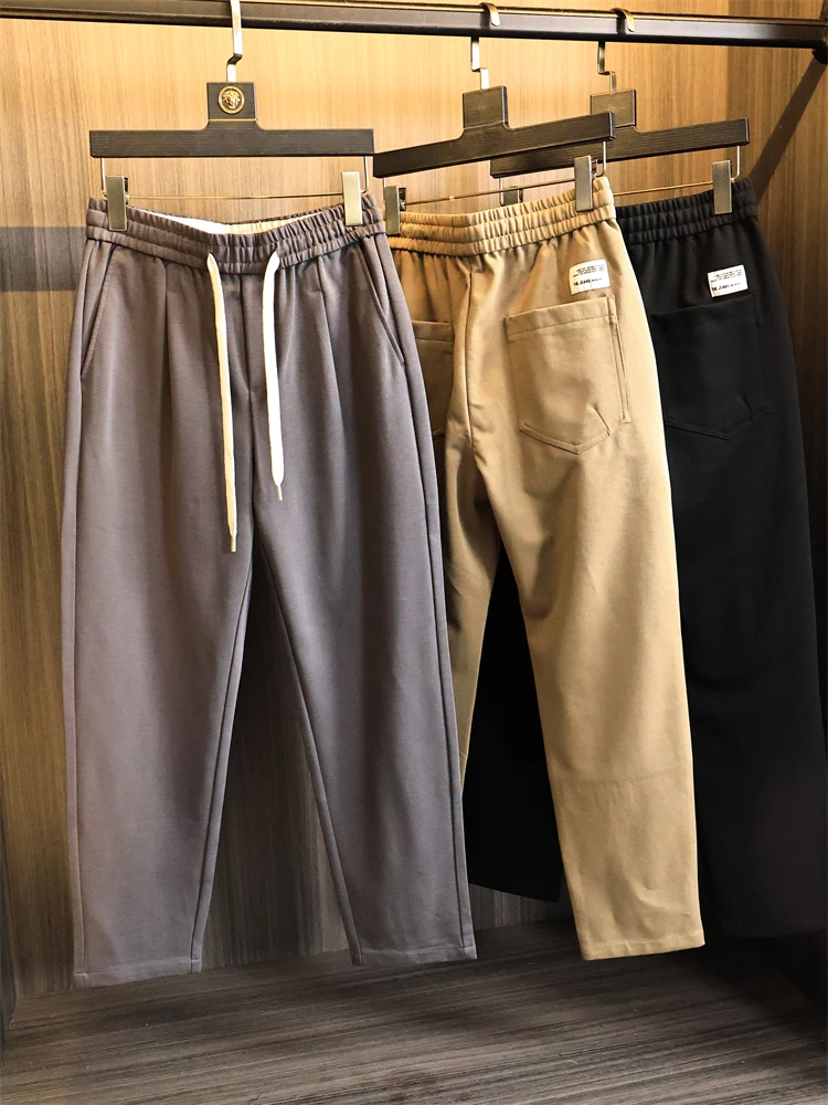 

Men's Casual Pants 2025 Spring Season Slimming Straight Knitted Fabric Tapered Faion Urban Sle Long Loose Fit Regular Thi