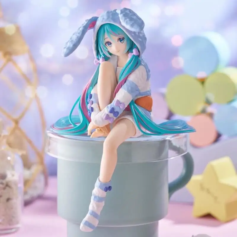 在庫あり-オリジナル-正規品-バンダイ-ヌードルストッパー-ボーカロイド-初音ミク-うさ耳パジャマ-ブルー-pvc-14cm-アニメ-モデル-おもちゃ-フィギュア